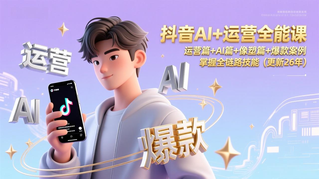 抖音AI+运营全能课，运营篇+AI篇+像塑篇+爆款案例，掌握全链路技能(更新26年-淘朋友