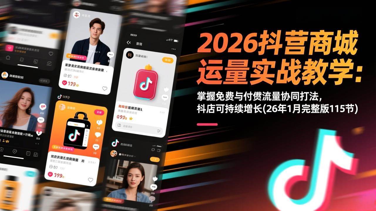 （17165期）2026抖音商城运营实战教学：掌握免费与付费流量协同打法，抖店可持续增长(26年1月完整版115节)-淘朋友