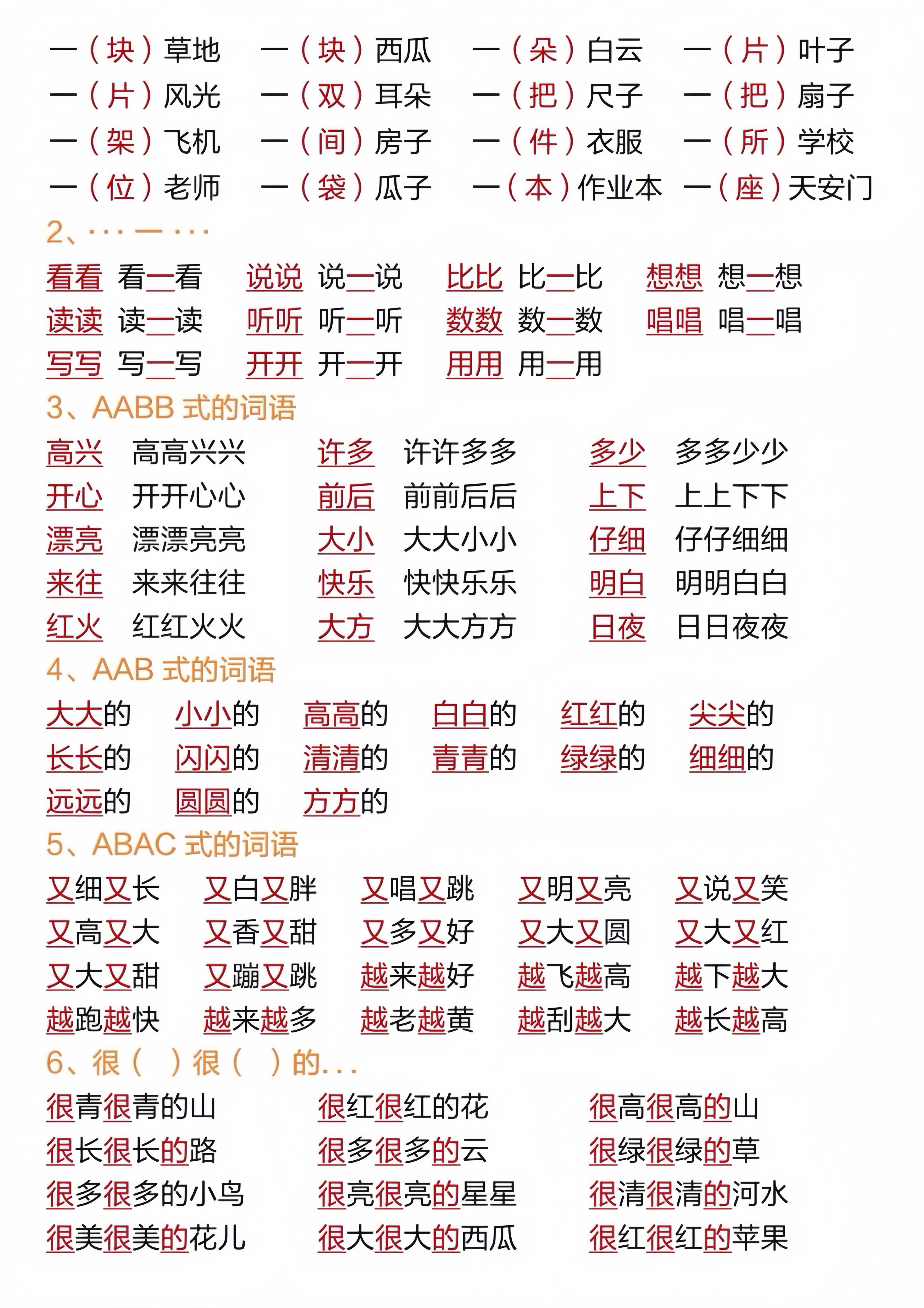 一年级上语文开学重点预习总结