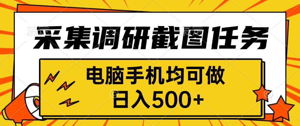 （15868期）采集，调研，截图任务，电脑手机均可做，日入500+-淘朋友
