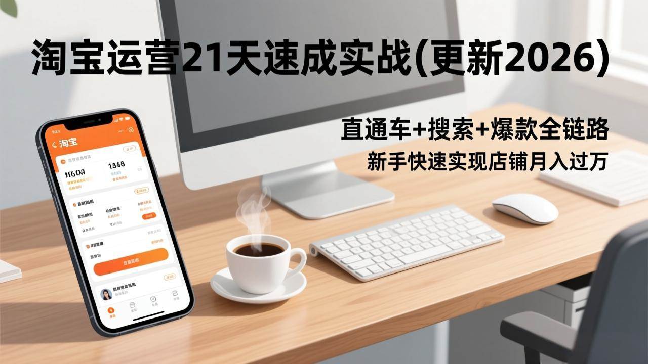 (17201期)淘宝运营21天速成实战(更新2026),直通车+搜索+爆款全链路,新手快速实现店铺月入过万-淘朋友