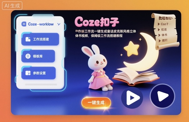 Coze扣子工作流一键生成童话皮克斯风格立体书视频，保姆级工作流搭建教程-淘朋友