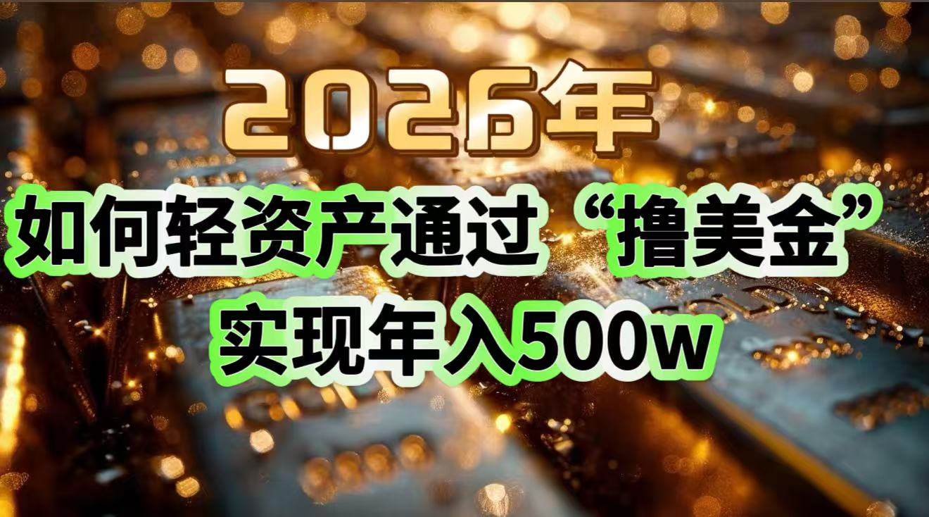 （17033期）2026年如何轻资产通过“撸美金”实现年入500w-淘朋友