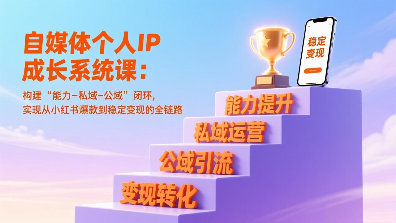 自媒体个人IP成长系统课：构建“能力-私域-公域”闭环，实现从小红书爆款到稳定变现的全链路-淘朋友