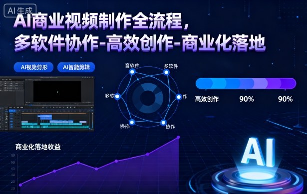AI商业视频制作全流程，多软件协作-高效创作-商业化落地-淘朋友