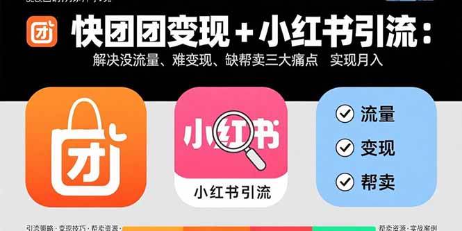 （15877期）快团团变现+小红书引流：解决没流量、难变现、缺帮卖三大痛点 实现月入3w+-淘朋友