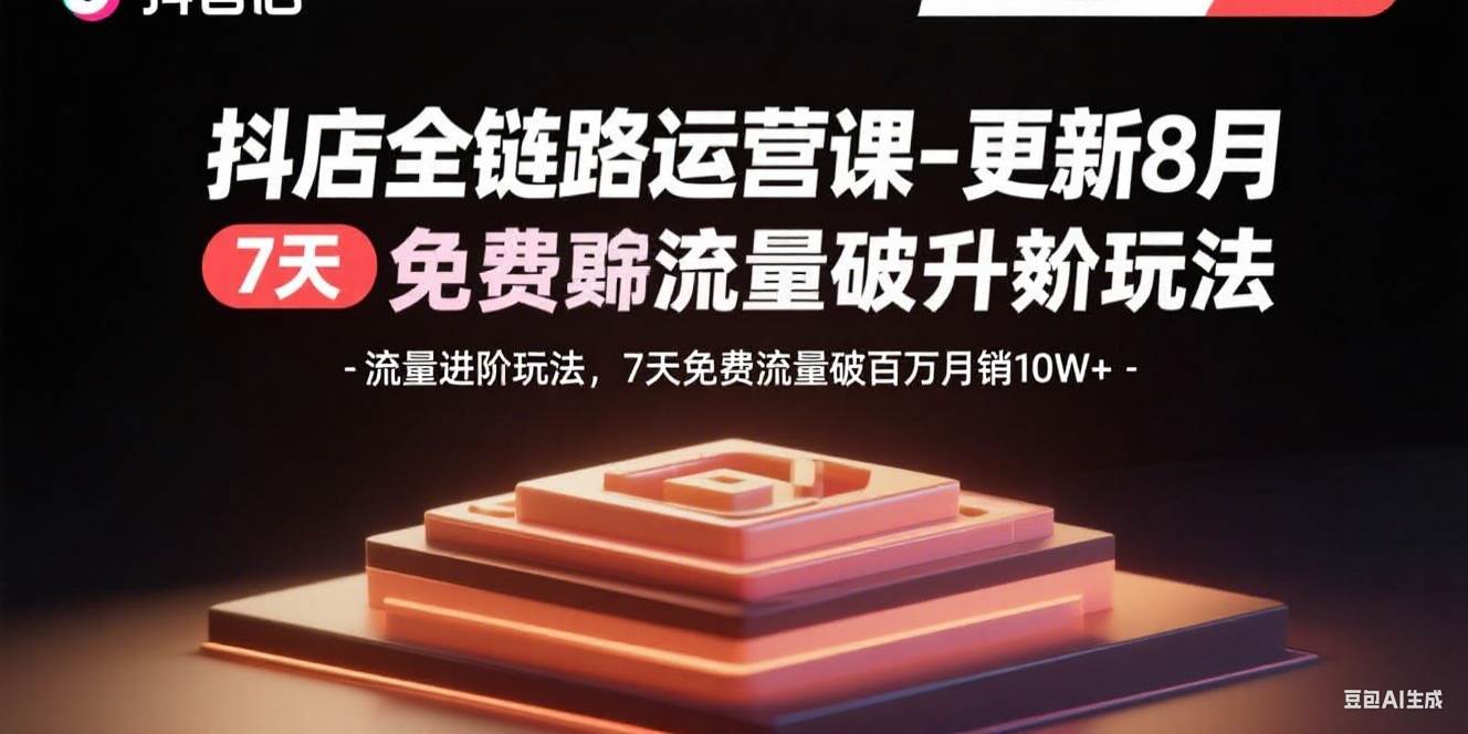 （15918期）抖店全链路运营课-更新8月：流量进阶玩法，7天免费流量破百万月销10W+-淘朋友