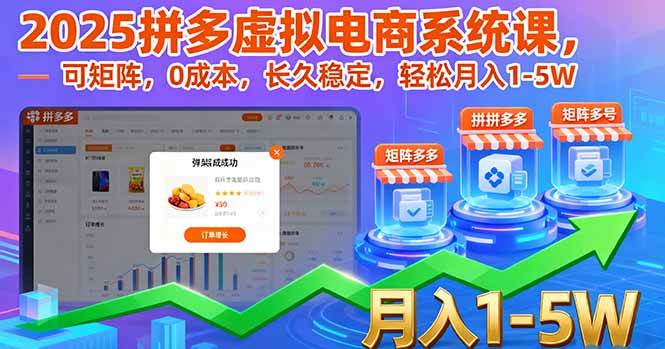（16088期）2025拼多多虚拟电商系统课，可矩阵，0成本，长久稳定，轻松月入1-5W-淘朋友