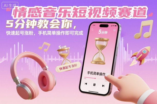 情感音乐短视频赛道,5分钟教会你,快速起号涨粉,手机简单操作即可完成 情感音乐短视频赛道,5分钟教会你,快速起号涨粉,手机简单操作即可完成
