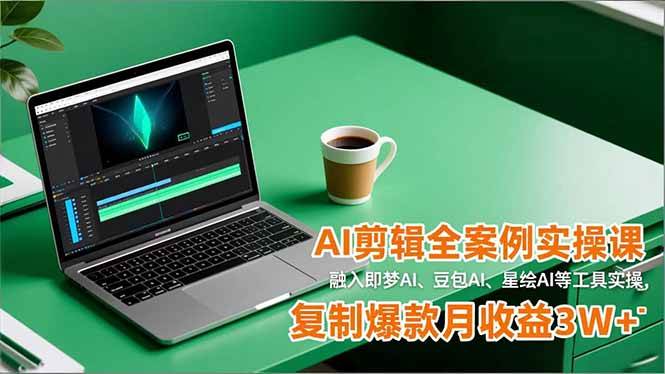(16770期)AI剪辑全案例实操课,融入即梦AI、豆包AI、星绘AI等工具实操,复制爆款月收益3W+-淘朋友