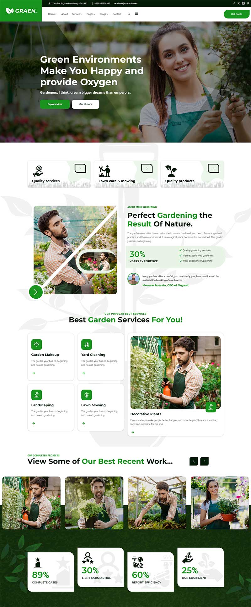 响应式绿色园林花艺前端网页模板-淘朋友