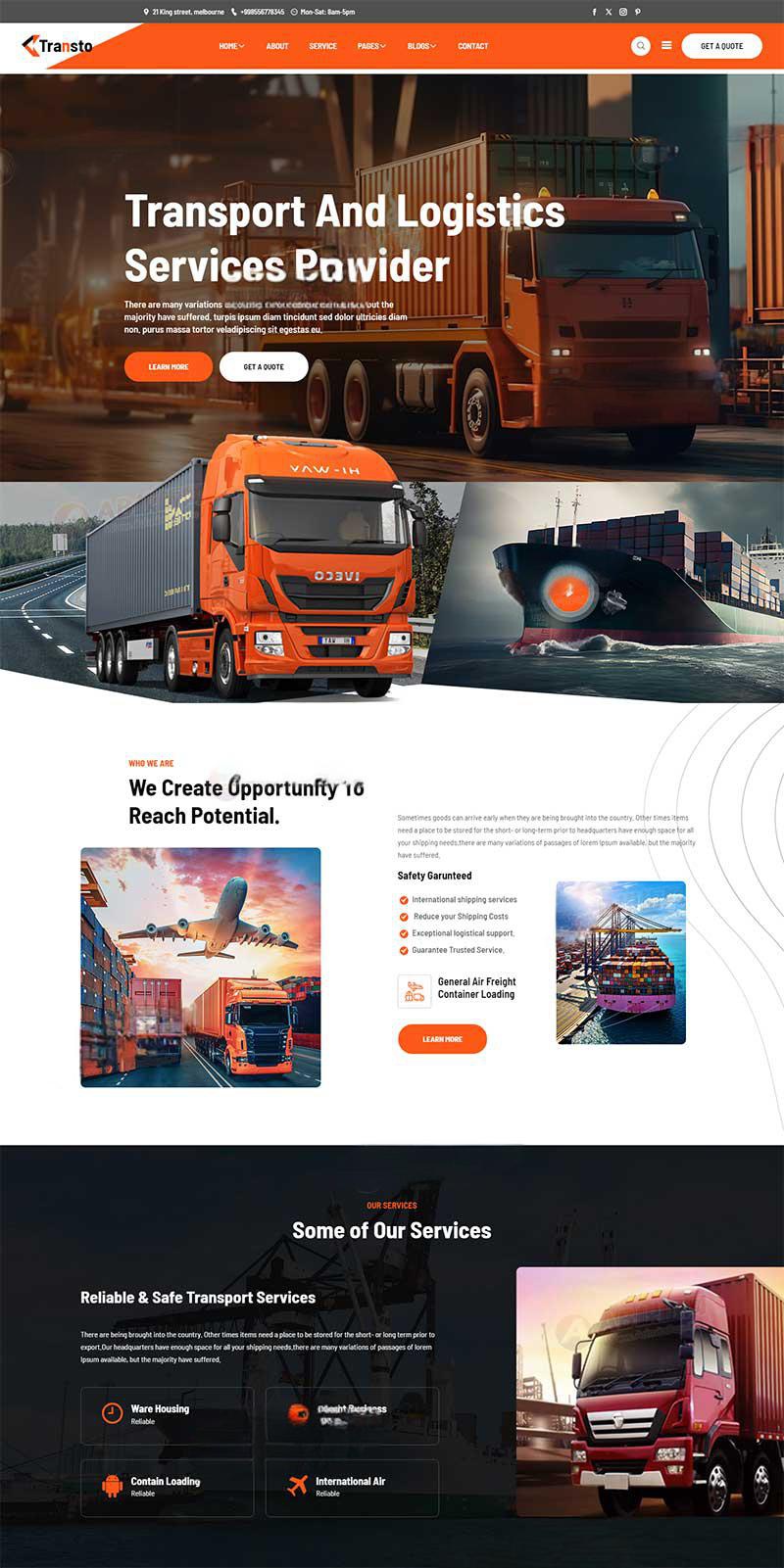 响应式货车物流运输网页模板-淘朋友