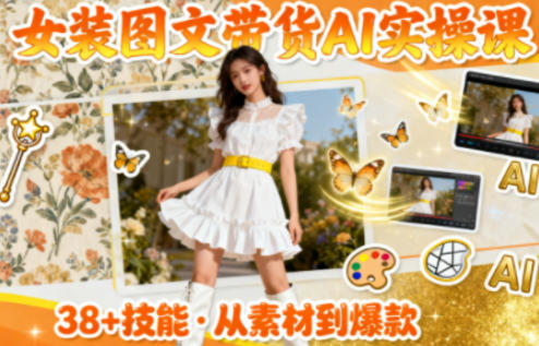 女装图文带货的AI实操课，覆盖38个实用技能，快速提升素材制作效率-淘朋友
