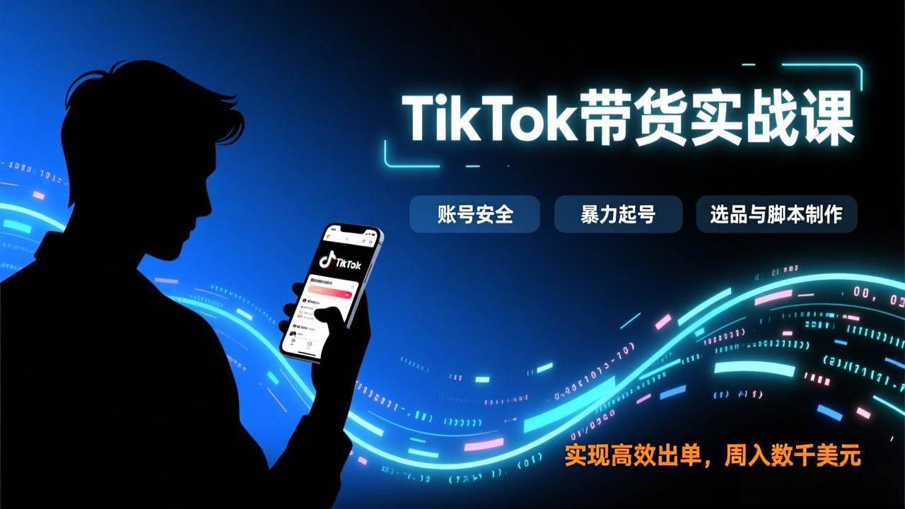 （17278期）TikTok带货实战课，涵盖账号安全、暴力起号、选品与脚本制作，实现高效出单，周入数千美元-淘朋友