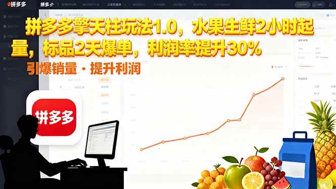 （16429期）拼多多 擎天柱玩法1.0，水果生鲜2小时起量，标品2天爆单，利润率提升30%-淘朋友