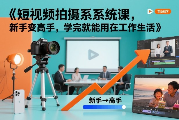 短视频拍摄系统课，新手变高手，学完就能用在工作生活-淘朋友