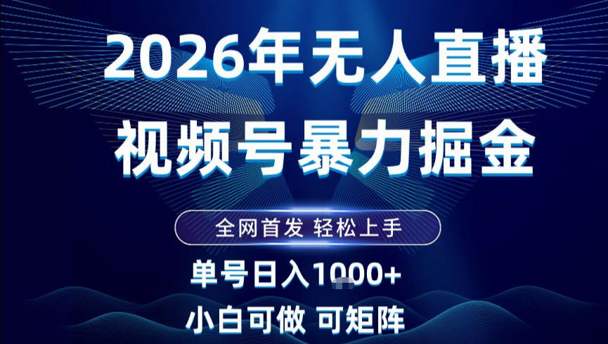 2026最新视频号无人直播掘金，全网首发，小白可以玩，长期稳定日入1k+【揭秘】-淘朋友