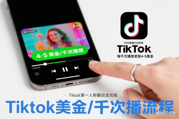 TK中视频计划项目，Tiktok第一人称解说流程，每干次播放奖励4-5美金-淘朋友