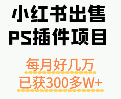 小红书出售PS插件项目，每月都收入好几万，长期操作已获利300多W+-淘朋友