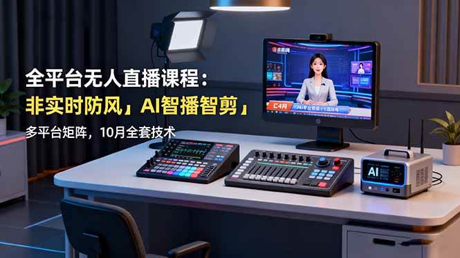 （16414期）全平台无人直播课程：非实时防风＋AI智播智剪＋多平台矩阵，10月全套技术-淘朋友