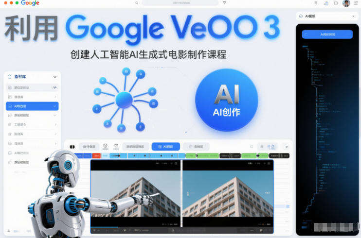 利l用Google Veo 3创建人工智能AI生成式电影制作课程，使用人工智能的力量创建令人惊叹的视频-淘朋友