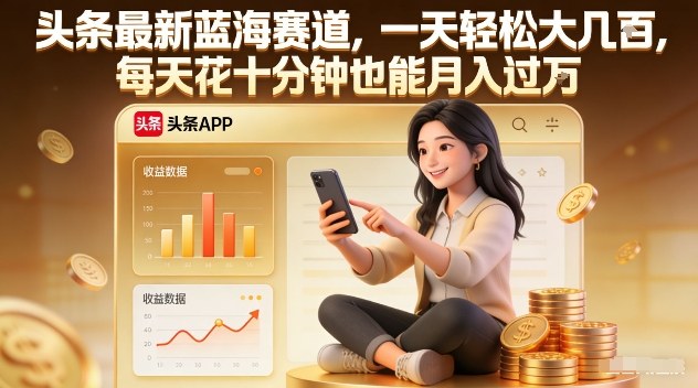 头条最新蓝海赛道，一天轻松大几张，每天花十分钟也能月入过1W【揭秘】-淘朋友