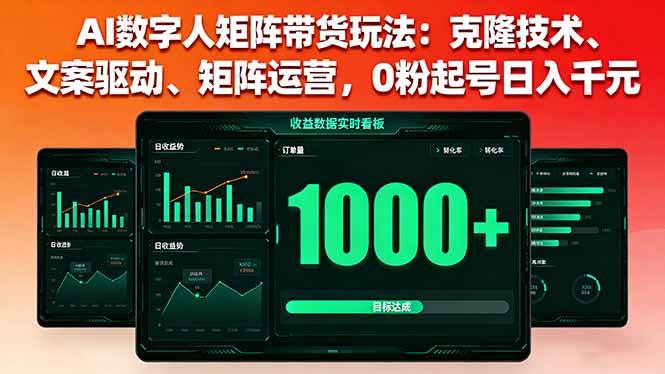 （16050期）AI数字人矩阵带货玩法：克隆技术、文案驱动、矩阵运营，0粉起号日入千元-淘朋友