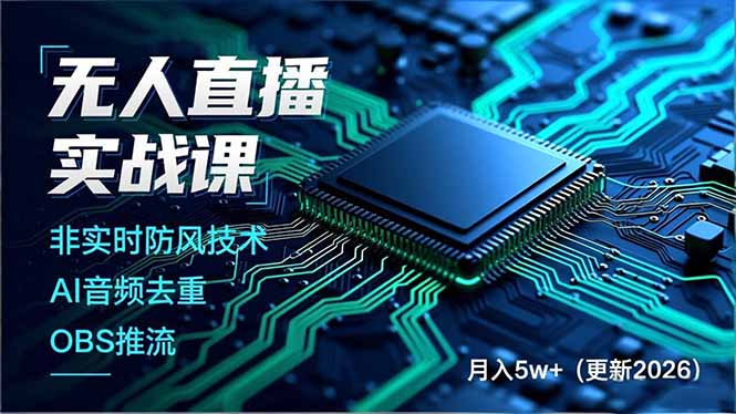 无人直播实战课，非实时防风技术、AI音频去重、OBS推流，建立技术壁垒，月入5w+(更新2026-淘朋友