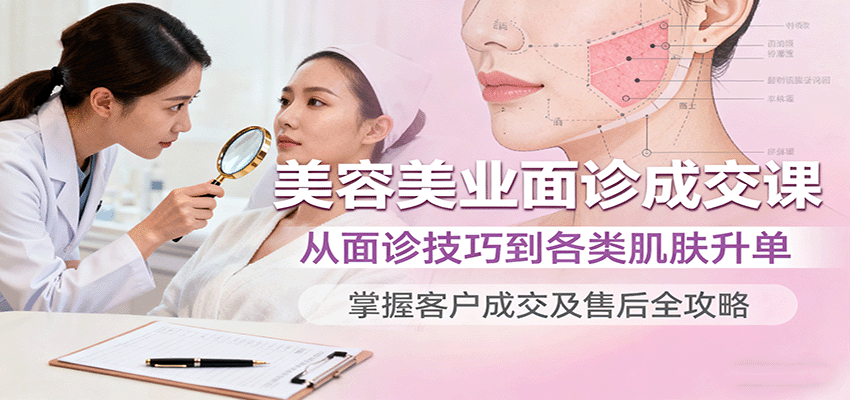 美容美业面诊成交课，从面诊技巧到各类肌肤升单，掌握客户成交及售后全攻略-淘朋友