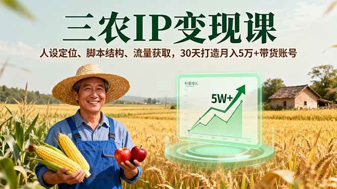 （16044期）三农IP变现课，人设定位、脚本结构、流量获取，30天打造月入5万+带货账号-淘朋友