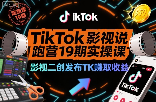 TikTok影视解说陪跑营19期实操课,影视二创发布TK賺取收益,万播收益50美金 TikTok影视解说陪跑营19期实操课,影视二创发布TK賺取收益,万播收益50美金