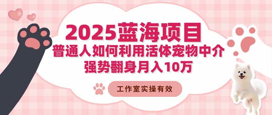 （16489期）2025蓝海项目：普通人如何利用活体宠物中介，强势翻身月入10万-淘朋友