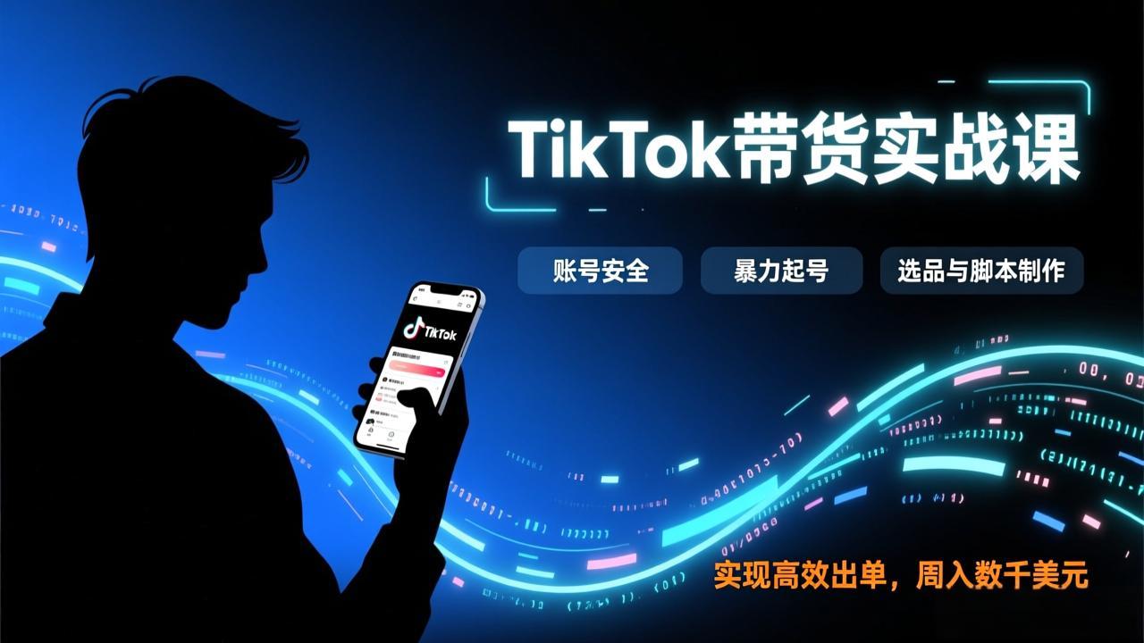 TikTok带货实战课，涵盖账号安全、暴力起号、选品与脚本制作，实现高效出单，周入数千美元-淘朋友