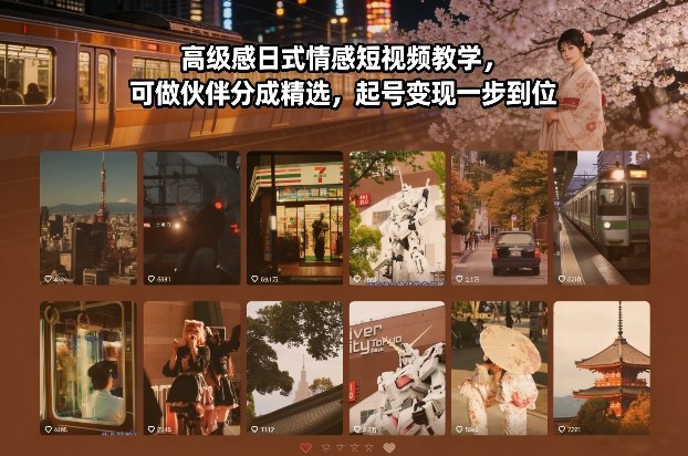 高级感日式情感短视频教学，可做伙伴分成精选，起号变现一步到位-淘朋友
