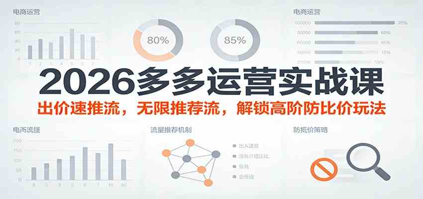 2026多多运营实战课:出价速推流,无限推荐流,解锁高阶防比价玩法(更新)-淘朋友