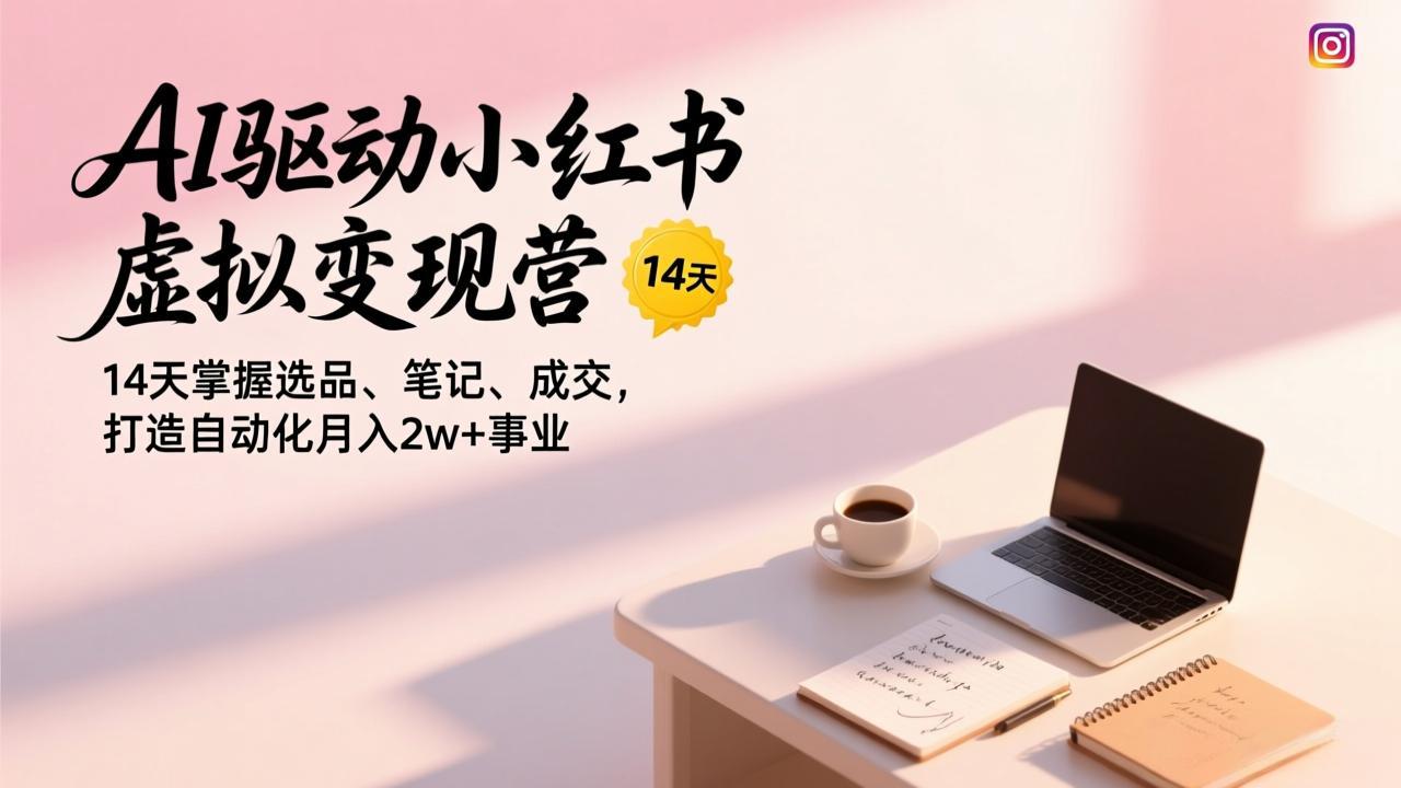 AI驱动小红书虚拟变现营，14天掌握选品、笔记、成交，打造自动化月入2w+事业-淘朋友