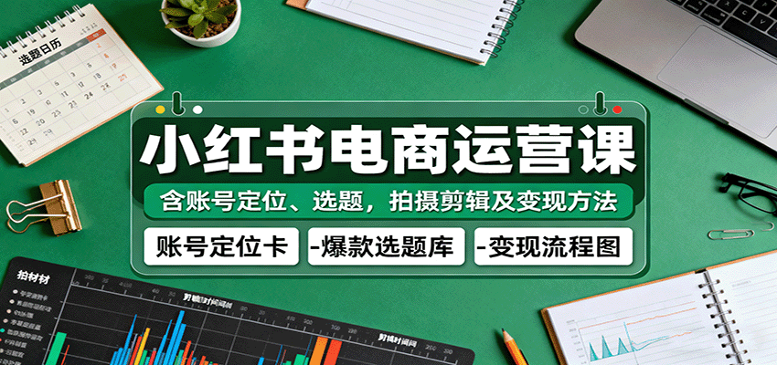 小红书电商运营课：含账号定位、选题，拍摄剪辑及变现方法-淘朋友