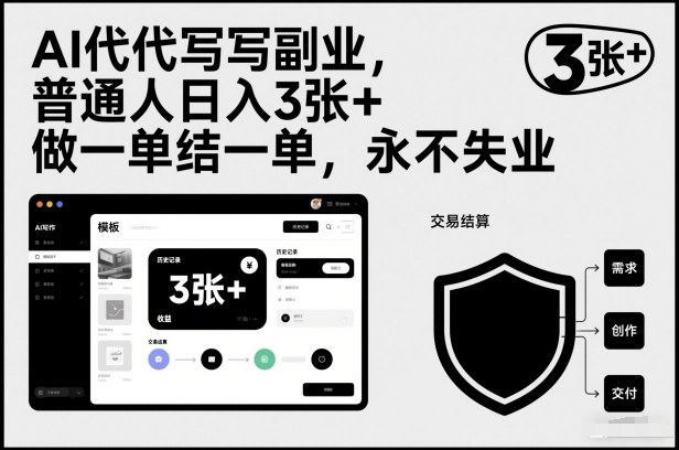 AI代写副业,普通人日入3张+,做一单结一单,永不失业-淘朋友