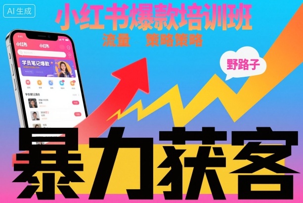小红书爆款培训班，小红书获客野路子流量打法，暴力持续获客-淘朋友