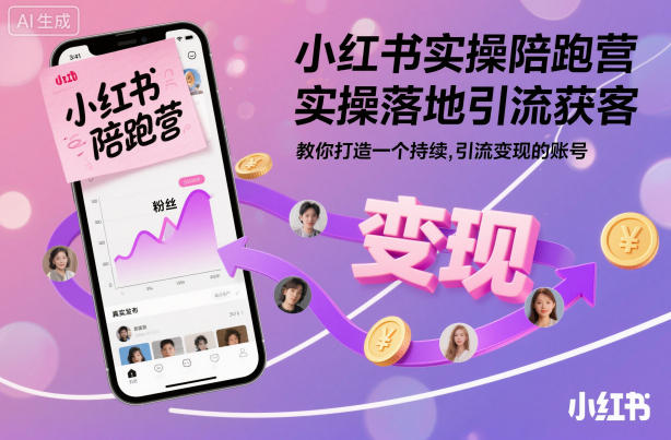 小红书实操陪跑营,实操落地引流获客,教你打造一个持续引流变现的账号-淘朋友