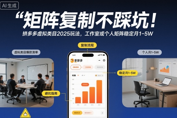 矩阵复制不踩坑！拼多多虚拟类目2025玩法，工作室或者个人矩阵稳定月1-5W【揭秘】-淘朋友