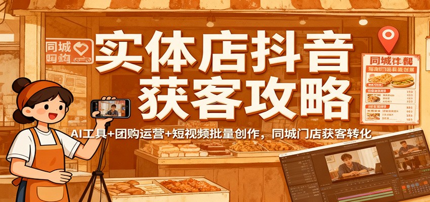 实体店抖音获客攻略:AI工具+团购运营+短视频批量创作,同城门店获客转化-淘朋友