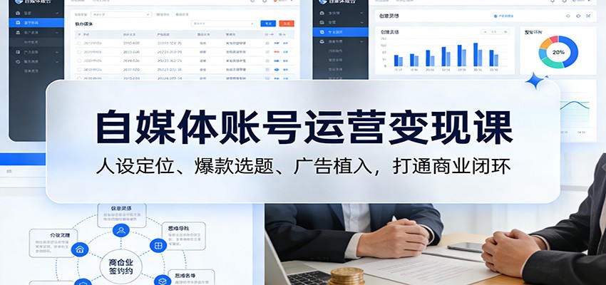 自媒体账号运营变现课:人设定位、爆款选题、广告植入,打通商业闭环-淘朋友