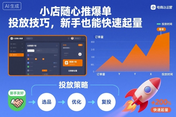 小店随心推爆单投放技巧，新手也能快速起量-淘朋友