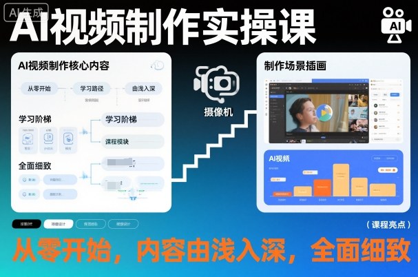 AI视频制作实操课，从零开始，内容由浅入深，全面细致-淘朋友