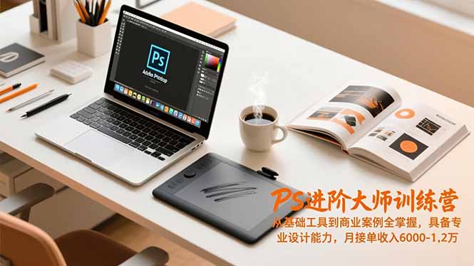 PS进阶大师训练营，从基础工具到商业案例全掌握，具备专业设计能力，月接单收入6000-1.2万-淘朋友