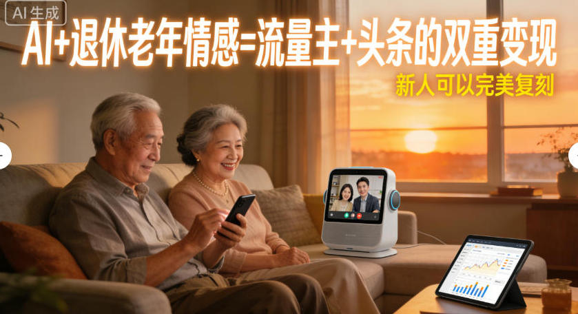 AI+退休老年情感=流量主+头条的双重变现，新人可以完美复刻-淘朋友