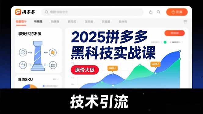 (16977期)2025拼多多黑科技实战课,擎天柱玩法、爆流SKU、原价大促,技术引流,单店日销轻松破千单-淘朋友