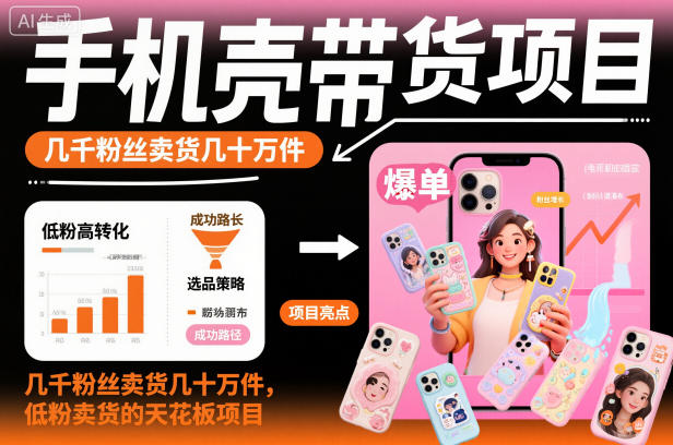 手机壳带货项目，几千粉丝卖货几十万件，短视频低粉卖货的天花板项目-淘朋友
