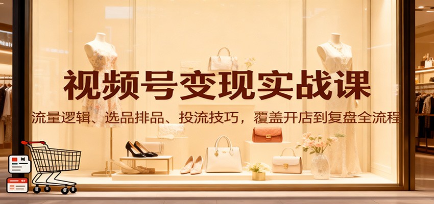 视频号变现实战课：流量逻辑、选品排品、投流技巧，覆盖开店到复盘全流程-淘朋友